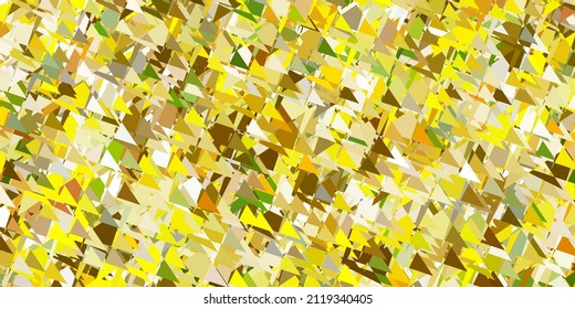 Hellgrüner, gelber Vektorhintergrund mit polygonalen Formen. Webmaterial-Illustration mit bunten abstrakten Dreiecken. Muster für Bildschirmhintergründe.