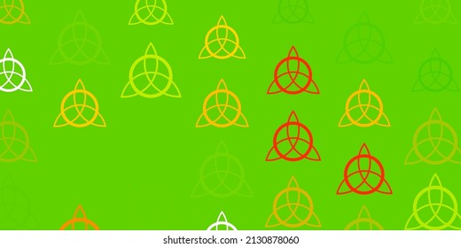 Verde claro, fondo vectorial amarillo con símbolos ocultos. Diseño retro en estilo abstracto con formas de brujería. Mejor diseño de eventos de halloween.