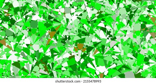 Verde claro, fondo vectorial amarillo con triángulos. Ilustración con formas triangulares coloridas abstractas. Material de las páginas de aterrizaje.