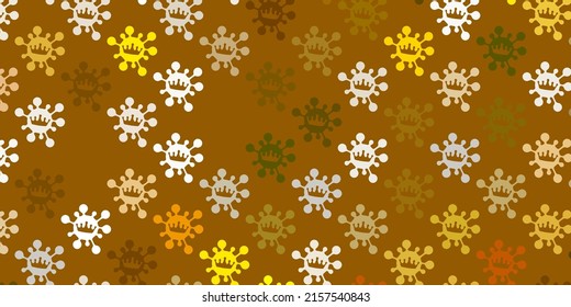Light green, yellow vector background with covid-19 symbols. Colorful  gradient illness symbols in simple abstract style. Wallpaper for health protection.