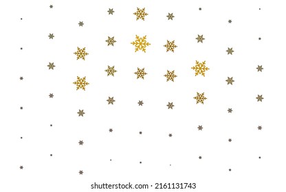 Verde claro, fondo vectorial amarillo con hermosos copos de nieve, estrellas. Copos de nieve coloridos con copos de nieve gradientes. Diseño para el anuncio de Año Nuevo, folletos.