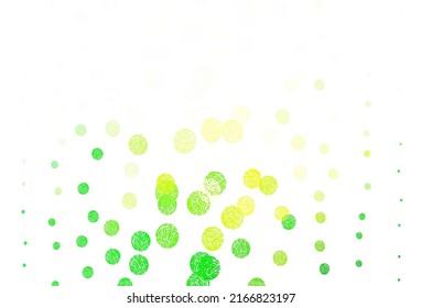 Verde claro, fondo vectorial amarillo con burbujas. Ilustración con un conjunto de círculos abstractos de colores brillantes. Patrón para sitios web hermosos.
