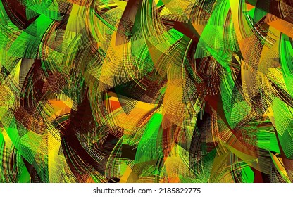 Hellgrüner, gelber Vektorhintergrund mit geschwungenen Linien. Farbige geometrische Probe mit Farbverlauf-Linien.  Muster für Ihr Design.