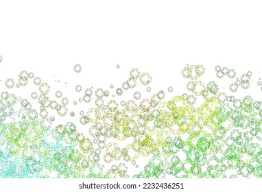 Verde claro, fondo vectorial amarillo con burbujas. Diseño decorativo borroso en estilo abstracto con burbujas. Diseño para anuncios comerciales.