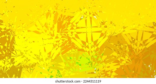 Verde claro, fondo vectorial amarillo con triángulos. Diseño sencillo de estilo abstracto con triángulos, líneas. Patrón de fondo de pantalla.