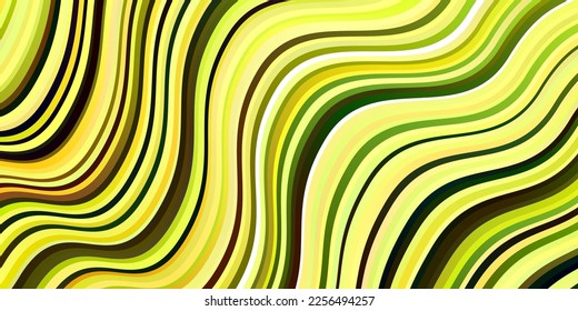 Verde claro, fondo vectorial amarillo con arcos. Ilustración abstracta con líneas de degradado de banda. Patrón para sitios web, páginas de inicio.