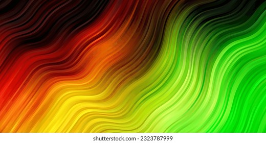 Light Green, Yellow vector background with lines. Abstract illustration with gradient bows. Pattern for websites, landing pages.
