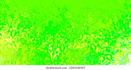 Verde claro, fondo vectorial amarillo con triángulos. Ilustración de material web con triángulos abstractos coloridos. Patrón para promociones.