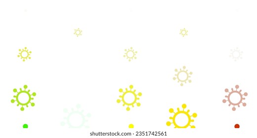 Light Green, Yellow vector background with covid-19 symbols. Smart illustration with covid signs in decorative style. Simple drawing against danger fever.