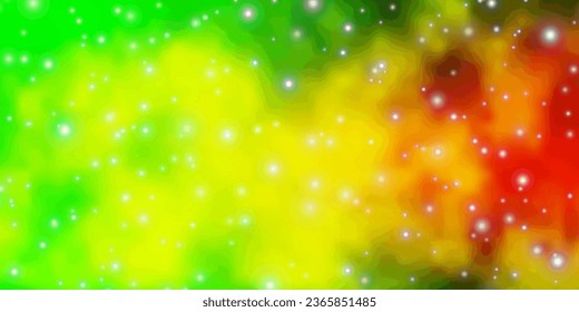 Light Green, Yellow vector background with small and big stars. Colorful illustration with abstract gradient stars. Best design for your ad, poster, banner.