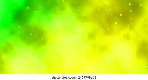 Light Green, Yellow vector background with colorful stars. Shining colorful illustration with small and big stars. Pattern for wrapping gifts.