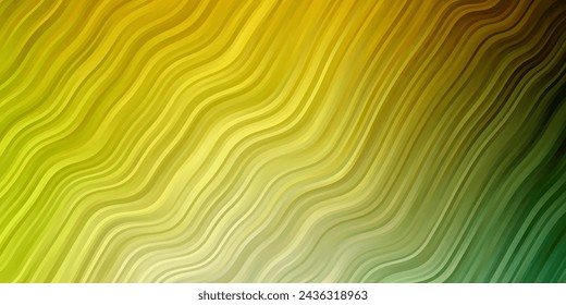 Light Green, Yellow vector background with wry lines. Colorful illustration in circular style with lines. Pattern for websites, landing pages.