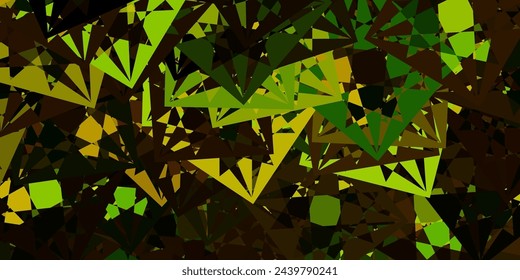Fondo vectorial verde claro, amarillo con triángulos. Ilustración de material web con triángulos abstractos coloridos. Patrón para fondos de pantalla.