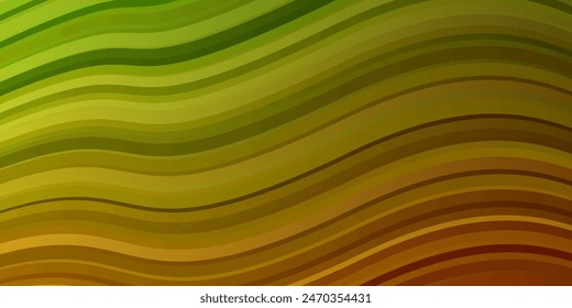 Light Green, Yellow vector background with bent lines. Colorful abstract illustration with gradient curves. Pattern for busines booklets, leaflets