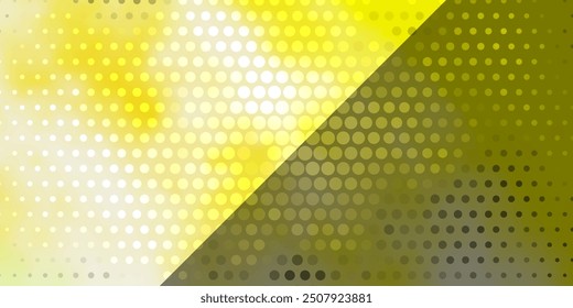 Fondo de Vector verde claro, amarillo con círculos. Ilustración colorida con puntos degradados en estilo naturaleza. Patrón para Sitios web, landing pages.