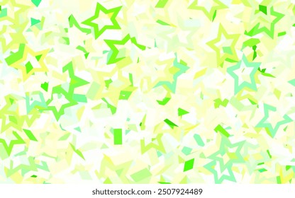 Verde claro, fondo de Vector amarillo con estrellas de colores. Ilustración decorativa brillante con estrellas en Plantilla abstracta. Diseño inteligente para tu anuncio de empresa.