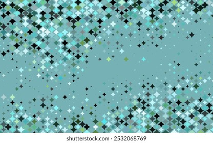 Verde claro, fondo de Vector amarillo con estrellas de colores. Ilustración abstracta geométrica moderna con estrellas. El patrón se puede utilizar para envolver regalos.