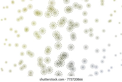 Light Green, Yellow vector background with xmas snowflakes. Snow on blurred abstract background with gradient. New year design for your business advert.