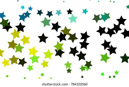 Light Green, Yellow vector background with colored stars. Decorative shining illustration with stars on abstract template. The pattern can be used for wrapping gifts.