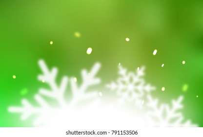 Light Green, Yellow vector background with xmas snowflakes. Glitter abstract illustration with crystals of ice. New year design for your business advert.