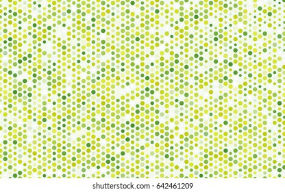 Light Green, Yellow vector banner with circles, spheres. Abstract spots. Background of Art bubbles in halftone style with colored gradient.