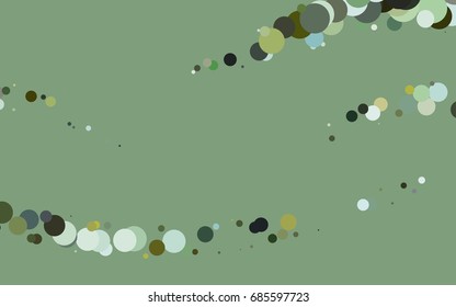 Light Green, Yellow vector banner with circles, spheres. Abstract spots. Background of Art bubbles in halftone style with colored gradient.
