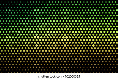 Light Green, Yellow vector banner with circles, spheres. Abstract spots. Background of Art bubbles in halftone style with colored gradient.