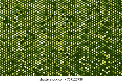 Light Green, Yellow vector banner with circles, spheres. Abstract spots. Background of Art bubbles in halftone style with colored gradient.