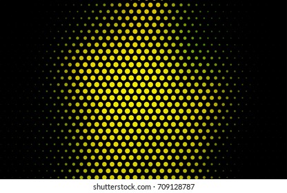 Light Green, Yellow vector banner with circles, spheres. Abstract spots. Background of Art bubbles in halftone style with colored gradient.