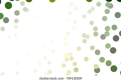 Light Green, Yellow vector banner with circles, spheres. Abstract spots. Background of Art bubbles in halftone style with colored gradient.