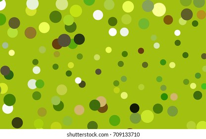 Light Green, Yellow vector banner with circles, spheres. Abstract spots. Background of Art bubbles in halftone style with colored gradient.