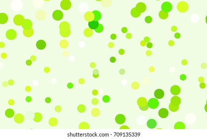 Light Green, Yellow vector banner with circles, spheres. Abstract spots. Background of Art bubbles in halftone style with colored gradient.