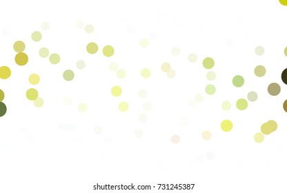 Light Green, Yellow vector banner with circles, spheres. Abstract spots. Background of Art bubbles in halftone style with colored gradient.