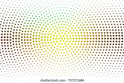Light Green, Yellow vector banner set of circles, spheres. Donuts Background. Creative Design Templates. Technology halftone illustration.