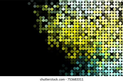 Light Green, Yellow vector banner with circles, spheres. Abstract spots. Background of Art bubbles in halftone style with colored gradient.