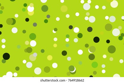 Light Green, Yellow vector banner with circles, spheres. Abstract spots. Background of Art bubbles in halftone style with colored gradient.