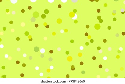 Light Green, Yellow vector banner with circles, spheres. Abstract spots. Background of Art bubbles in halftone style with colored gradient.