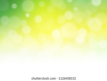Light Green, Yellow vector blurred shine abstract bokeh pattern. A vague abstract illustration with gradient. Brand new design for your business.