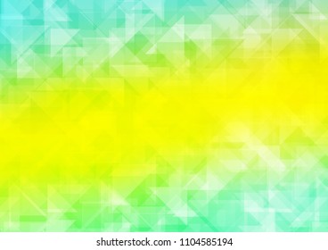 Light Green, Yellow vector blurry hexagon blurry triangle. Geometric illustration in Origami style with gradient.  The best triangular design for your business.