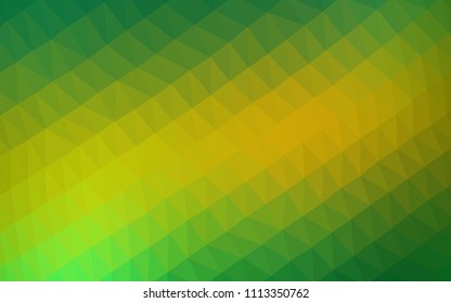 Light Green, Yellow vector blurry hexagon template. Triangular geometric sample with gradient.  The template can be used as a background for cell phones.