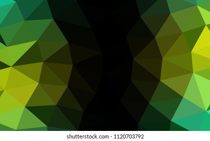 Light Green, Yellow vector blurry low poly triangle. Glitter abstract illustration with an elegant design. A completely new template for your business design.