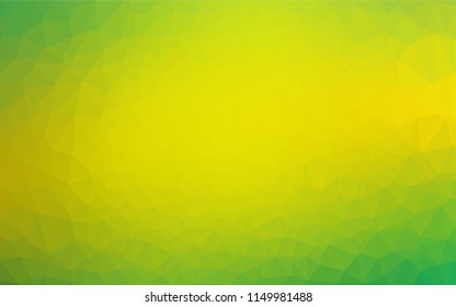 Light Green, Yellow vector blurry hexagon texture. Triangular geometric sample with gradient.  Brand new style for your business design.