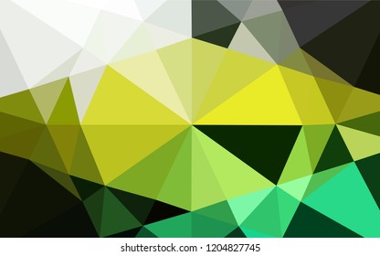 Light Green, Yellow vector blurry hexagon template. Geometric illustration in Origami style with gradient.  The template can be used as a background for cell phones.