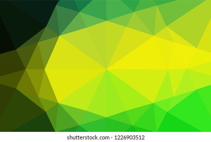 Light Green, Yellow vector blurry hexagon texture. Triangular geometric sample with gradient.  The best triangular design for your business.