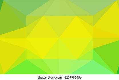 Light Green, Yellow vector blurry hexagon template. Creative illustration in halftone style with gradient. Triangular pattern for your business design.