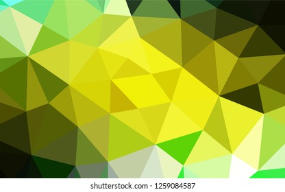 Light Green, Yellow vector blurry hexagon template. Triangular geometric sample with gradient.  Brand new style for your business design.