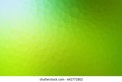 Light Green, Yellow vector blurry triangle background design. Geometric background in Origami style with gradient. 