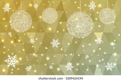 Light Green Yellow vector christmas postcard low polygon background. Illustration consisting of triangles. Abstract triangular polygonal origami or crystal design of New Year celebration.