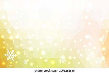 Light Green Yellow vector christmas postcard low polygon background. Illustration consisting of triangles. Abstract triangular polygonal origami or crystal design of New Year celebration.