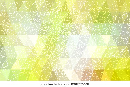 Light Green, Yellow vector christmas polygon background. Low poly Illustration consisting of triangles with snowflakes. Texture background of New Year celebration.